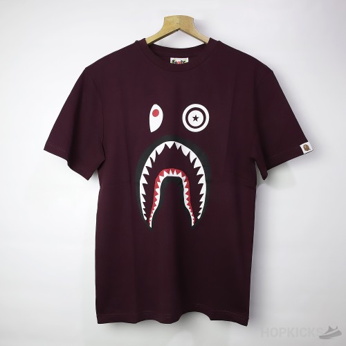 Bape Shark Face Maroon T-Shirt